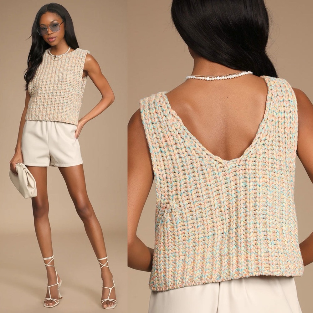 Free People Multicolor Knit Sleeveless Sweater Vest
